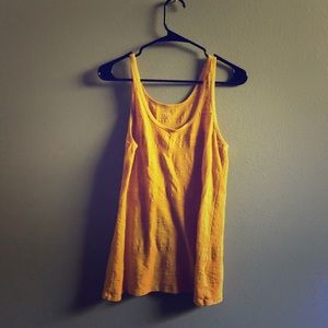Mustard Yellow Aztec like detail scoop neck tank